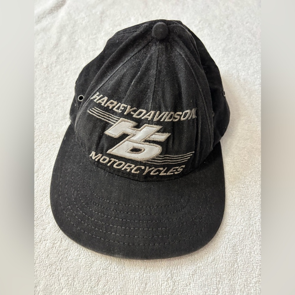 Vintage Harley Davidson Hat 90s Strapback Motorcycle Cap Black Baseball Cotton